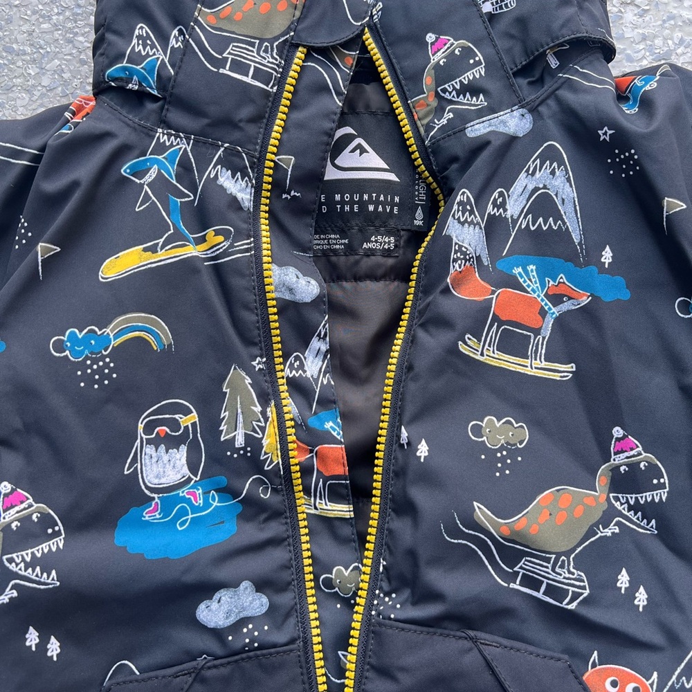 Quiksilver Kids Puffer Jacket - Black with Multicolor Print